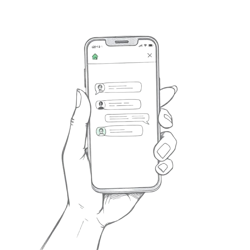 Illustration of a phone showing the Our Block app
